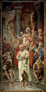 Chrzest króla franków Clovis I (466-511) w Reims przez Eveque Saint Remi w dniu 25.12.0496 (lub 499). Obraz Josepha Blanca (1846-1904) XIX-wieczny Paryż, Panteon