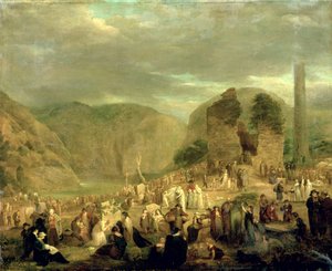 Dzień Zaduszny na cmentarzu w Glendalough autorstwa Joseph Peacock