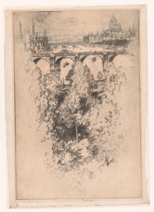 Londyn przez most Waterloo (tytuł na obiekcie) autorstwa Joseph Pennell (signed by artist)