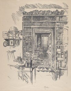 Gabinet Książek u dr. Wistera, 1912. autorstwa Joseph Pennell