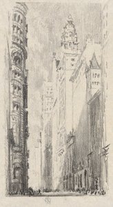 Wieże na Broadwayu autorstwa Joseph Pennell