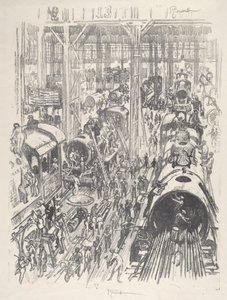 Budowa silników dla aliantów, 1917. autorstwa Joseph Pennell