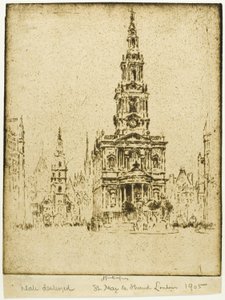 Kościół św. Marii-le-Strand autorstwa Joseph Pennell