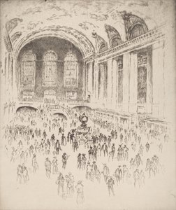 Concourse, Grand Central, Nowy Jork, 1919. autorstwa Joseph Pennell