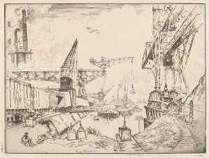 Dźwigi w Duisburgu autorstwa Joseph Pennell
