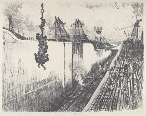 Pora kolacji, zamek Gatun autorstwa Joseph Pennell