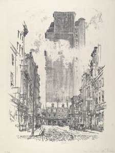 W dół ulicy Sansoma autorstwa Joseph Pennell