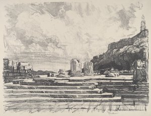 Eleusis, chodnik świątyni, 1913. autorstwa Joseph Pennell