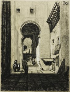 Wejście do Zocodover, Toledo autorstwa Joseph Pennell