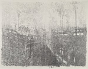 Wieczór w Kraju Amunicji, 1916. autorstwa Joseph Pennell