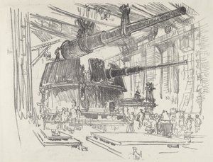 Montaż dział w wieżyczkach, 1916. autorstwa Joseph Pennell