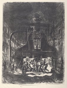 Kucie muszli, Niewolnicy koła, 1917. autorstwa Joseph Pennell
