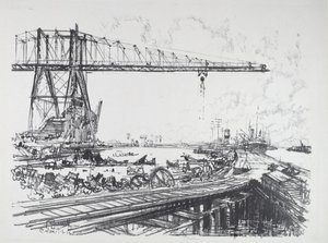 Francuskie i amerykańskie żurawie kanałowe, 1912 r. autorstwa Joseph Pennell