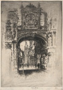 Duży zegar; Rouen autorstwa Joseph Pennell