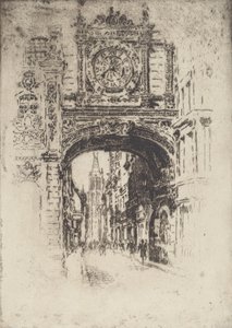 Duży zegar, Rouen, 1907. autorstwa Joseph Pennell