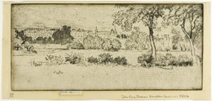 Hampton Court, długi pałac autorstwa Joseph Pennell