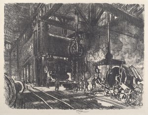 W krainie Brobdingnag prasa do gięcia blach pancernych autorstwa Joseph Pennell