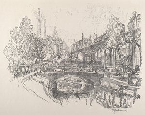 Kanał Landwehry, Berlin, 1921. autorstwa Joseph Pennell