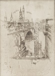 Schody Londyńskiego Mostu, 1903. autorstwa Joseph Pennell