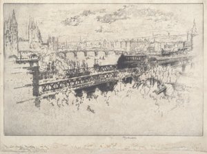 Londyn nad mostem Charing Cross autorstwa Joseph Pennell