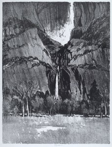 Dolne Wodospady, Yosemite autorstwa Joseph Pennell