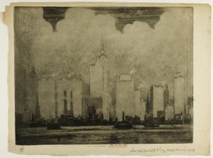 N.Y. z promu na 23. ulicy - we mgle poranka autorstwa Joseph Pennell