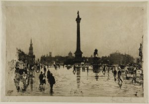 Pomnik Nelsona, Trafalgar Square, Londyn autorstwa Joseph Pennell