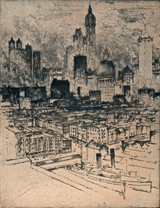 Nowy Jork z Mostu Brooklińskiego, ok. 1908 r. autorstwa Joseph Pennell