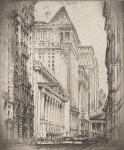 Giełda nowojorska, 1923. autorstwa Joseph Pennell