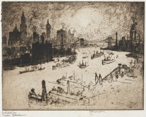 Nowy Jork z mostu Williamsburg autorstwa Joseph Pennell