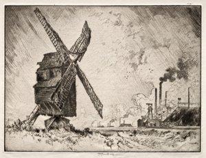 Stare i nowe młyny, Valenciennes, Francja autorstwa Joseph Pennell