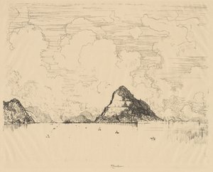Panama: Wejście do kanału od strony Pacyfiku, 1912. autorstwa Joseph Pennell