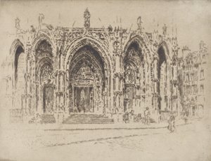 Ganek San Maclou, Rouen, 1907. autorstwa Joseph Pennell
