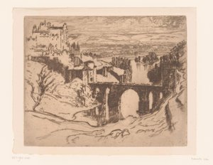 Most Alcantara w Toledo Most św. Marcina, Toledo autorstwa Joseph Pennell