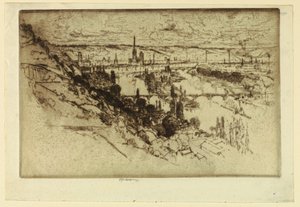 Rouen z Bon Secours autorstwa Joseph Pennell