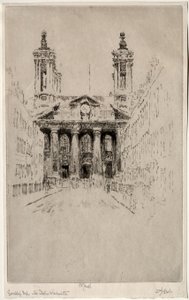 St Johns, Westminster, 1895. autorstwa Joseph Pennell