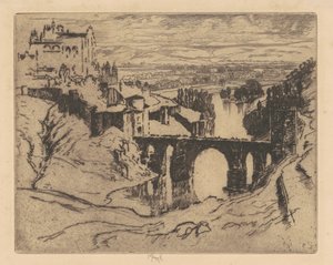 Most św. Marcina, Toledo, 1904. autorstwa Joseph Pennell