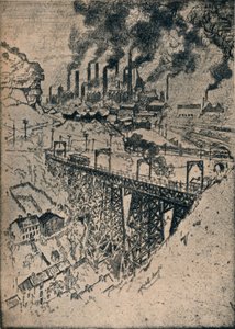 Zakłady Steel-Edgar Thomson, 1909 autorstwa Joseph Pennell
