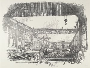 Pręty stalowe na pociski, 1916. autorstwa Joseph Pennell