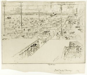 Stock Yard, Chicago autorstwa Joseph Pennell