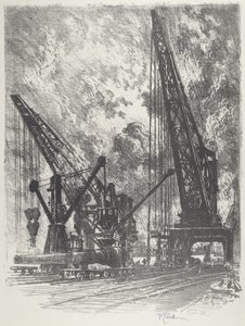 Zabranie wielkiego pistoletu, 1916. autorstwa Joseph Pennell