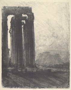 Świątynia Jowisza, wieczór 1913 r. autorstwa Joseph Pennell