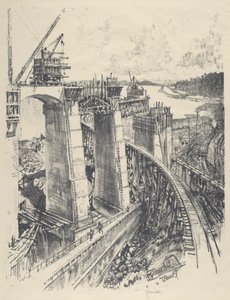 Podejście do śluzy Gatun autorstwa Joseph Pennell