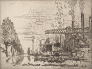 Kanał Brukselski, nowoczesna Hobbema, 1910. autorstwa Joseph Pennell