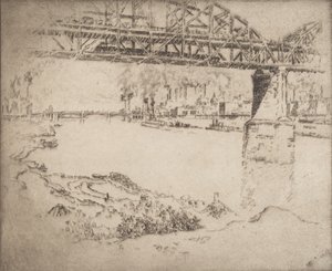 Most miejski, St. Louis, 1919. autorstwa Joseph Pennell