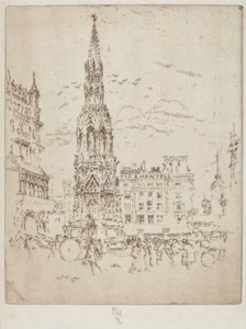 Elinor Cross, przed dworcem kolejowym Charing Cross autorstwa Joseph Pennell