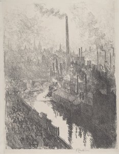 Wielki komin, park silnikowy autorstwa Joseph Pennell