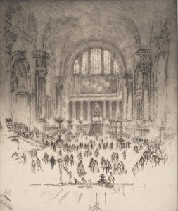 Marble Hall, Pennsylvania Station, Nowy Jork, 1919. autorstwa Joseph Pennell