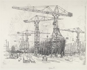 Stara Stocznia, 1916. autorstwa Joseph Pennell