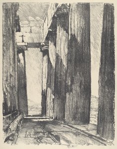 Portyk Partenonu autorstwa Joseph Pennell